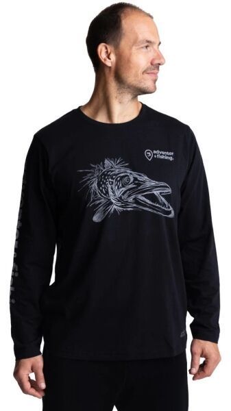 ADVENTER & FISHING PIKE Pánske bavlnené tričko, čierna, veľkosť