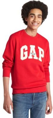 GAP CREWNECK LOGO Pánska mikina, červená, veľkosť