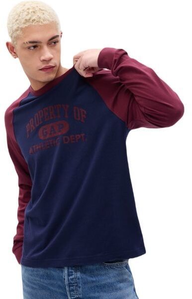 GAP LS LOGO RAGLAN Pánske tričko, tmavo modrá, veľkosť