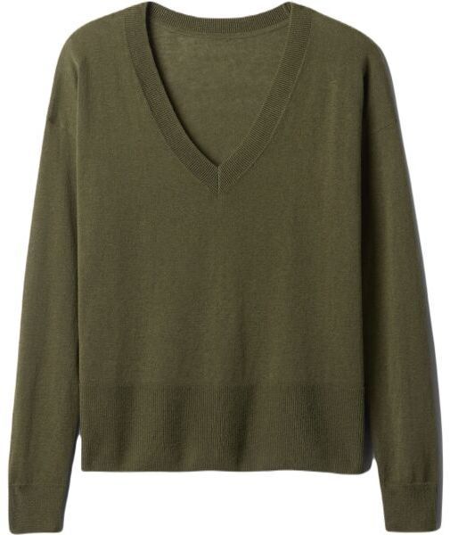 GAP LS LINEN SPLIT Dámsky sveter, khaki, veľkosť