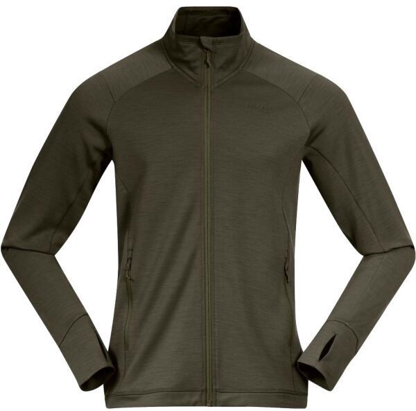 Bergans ULSTEIN WOOL Pánska merino mikina, khaki, veľkosť