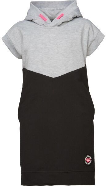 Lewro AIZAN Dievčenské krátke šaty s kapucňou, šedá, veľkosť 116-122