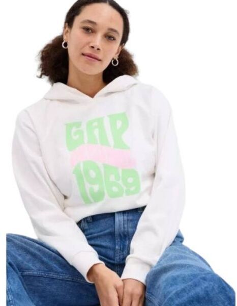 GAP BOYFRIEND Dámska mikina, biela, veľkosť