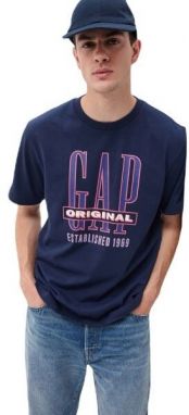GAP TALL LOGO Pánske tričko, tmavě modrá, veľkosť