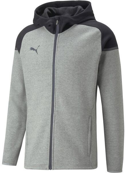 Puma TEAMCUP CASUALS HOODED JACKET Pánska športová bunda, tmavo sivá, veľkosť
