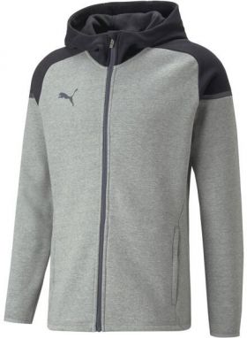 Puma TEAMCUP CASUALS HOODED JACKET Pánska športová bunda, tmavo sivá, veľkosť
