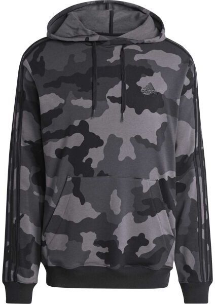 adidas CAMO HOODIE Pánska mikina, tmavo sivá, veľkosť