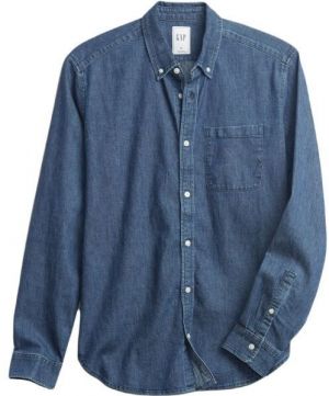 GAP FA21 DENIM Pánska košeľa, tmavo modrá, veľkosť