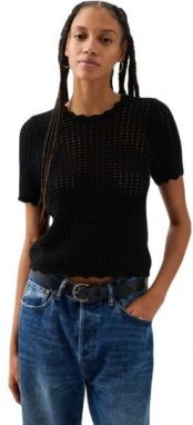 GAP V-SS CROCHET Dámske tričko, čierna, veľkosť