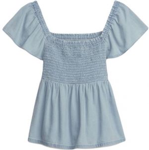 GAP TOP SMOCKED FLUTTER Dievčenské tričko, svetlomodrá, veľkosť