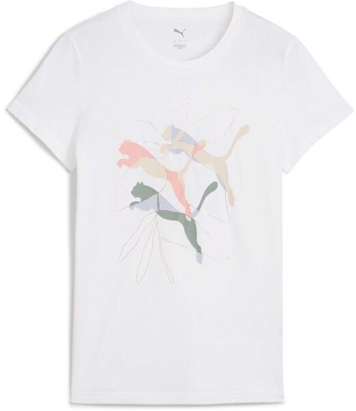 Puma GRAPHICS BRANDED LEAF TEE Dámske tričko, biela, veľkosť