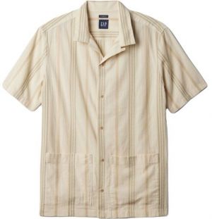 GAP SS COTTON CABANA Pánska košeľa, béžová, veľkosť