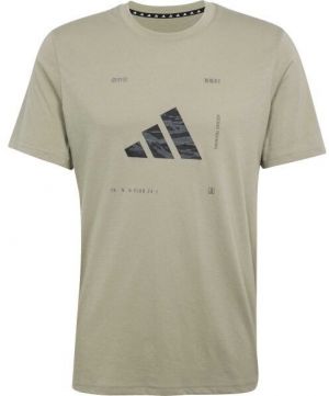 adidas CAMO BADGE OF SPORT TEE Pánske tričko, khaki, veľkosť XXL