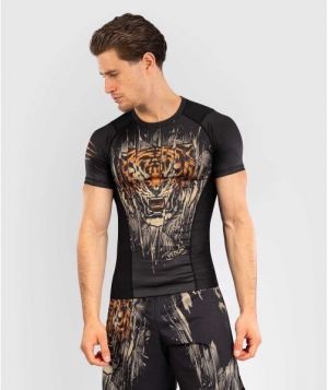 Venum TIGER SHORT SLEEVE RASHGUARD Pánske tričko, čierna, veľkosť