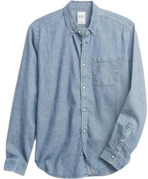 GAP FA21 DENIM Pánska košeľa, svetlomodrá, veľkosť