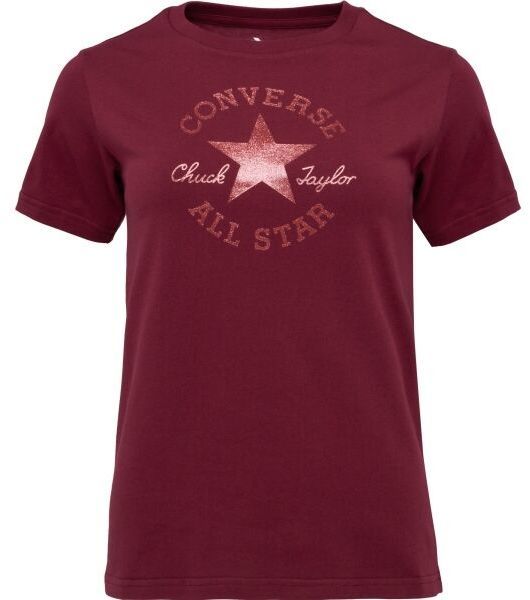 Converse STANDARD FIT CENTER FRONT CHUCK PATCH CORE TEE Unisex tričko, vínová, veľkosť
