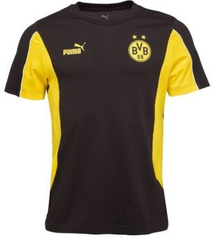 Puma BORUSSIE DORTMUND ARCHIVE TEE Pánske tričko pre fanúšikov, čierna, veľkosť