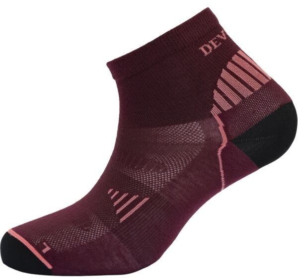 Devold RUNNING MERINO ANKLE SOCK Športové vlnené ponožky, vínová, veľkosť