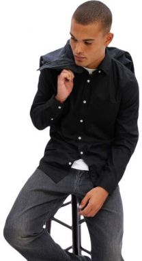 GAP V-LS SLIM STRETCH POPLIN Pánska košeľa, čierna, veľkosť