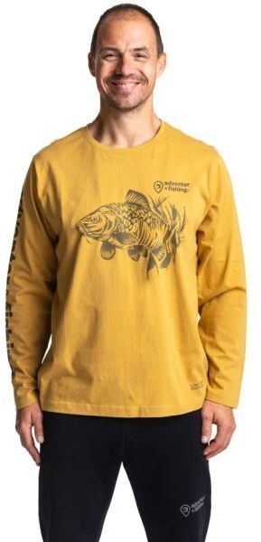 ADVENTER & FISHING CARP Pánske bavlnené tričko, žltá, veľkosť XXL