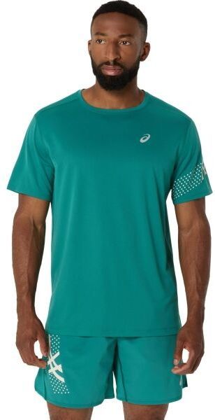 ASICS ICON SS TOP Pánske bežecké tričko, tmavo zelená, veľkosť