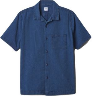 GAP SS SEERSUCKER Chlapčenská košeľa, tmavo modrá, veľkosť