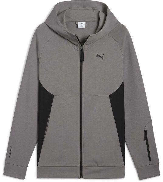 Puma TECH FULL ZIP HOODIE DK Pánska mikina, tmavo sivá, veľkosť