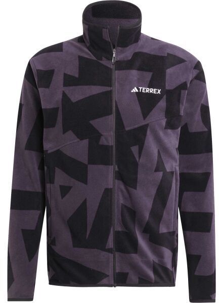 adidas TERREX MULTI PRINTED FULL-ZIP FLEECE Pánska outdoorová bunda, čierna, veľkosť