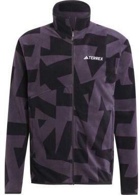 adidas TERREX MULTI PRINTED FULL-ZIP FLEECE Pánska outdoorová bunda, čierna, veľkosť