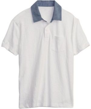 GAP CHAMBRAY POLO Chlapčenské tričko, biela, veľkosť