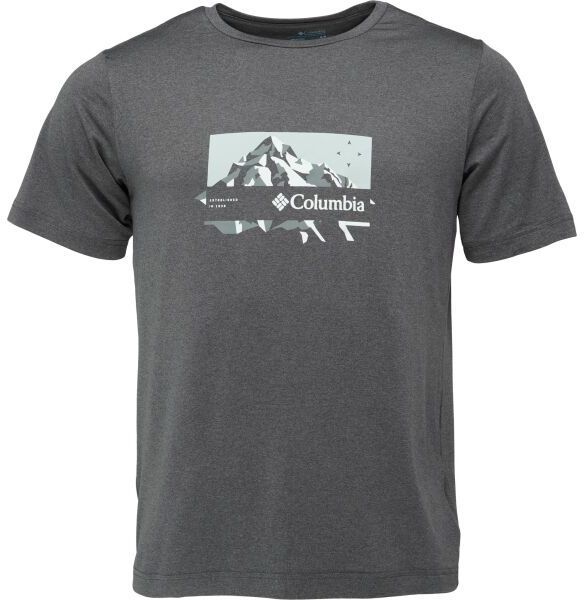 Columbia KWICK HIKE GRAPHIC SS TEE Pánske tričko, tmavo sivá, veľkosť