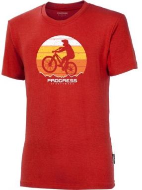 PROGRESS BARBAR BIKER Pánske bambusové tričko, červená, veľkosť