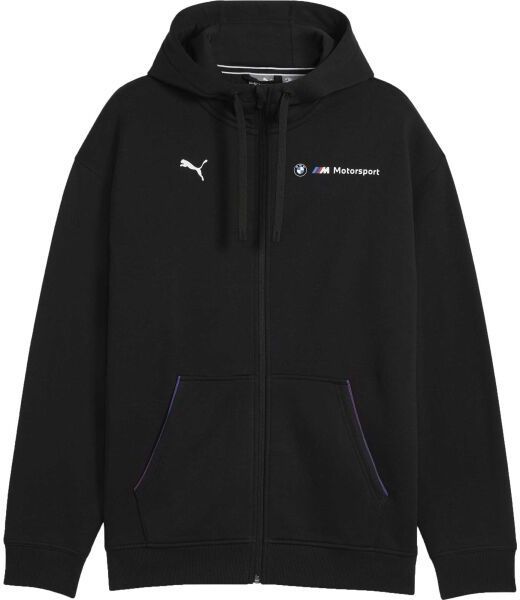 Puma BMW M MOTORSPORT ESSENTIALS+ FZ HOODED JACKET FL Pánska bunda, čierna, veľkosť