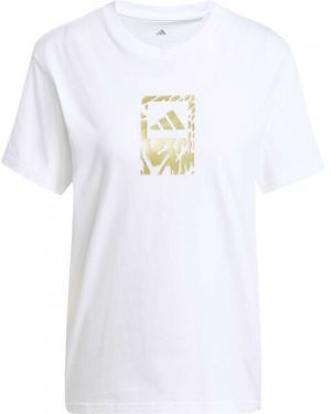adidas TECH METALLIC TEE Dámske tričko, biela, veľkosť