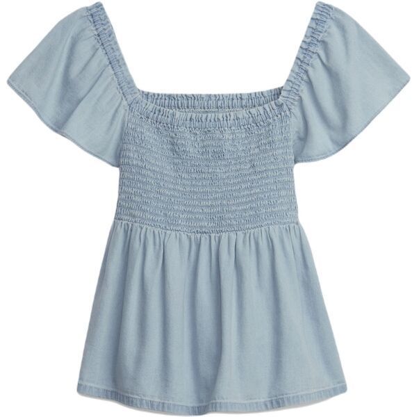 GAP TOP SMOCKED FLUTTER Dievčenské tričko, svetlomodrá, veľkosť