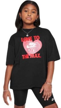 Nike G SPORTSWEAR TEE HEART Dievčenské tričko, čierna, veľkosť