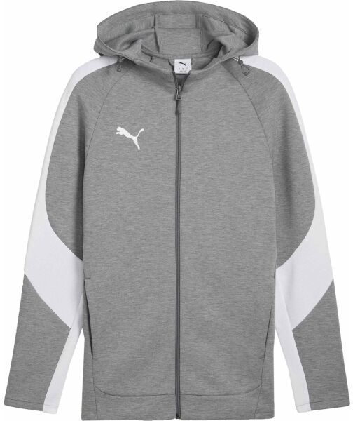 Puma TEAMEVOSTRIPE HOODED JACKET Pánska bunda, sivá, veľkosť XXXL