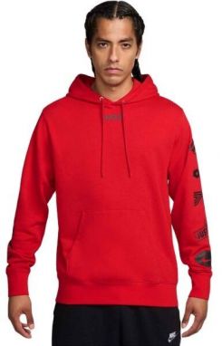 Nike CLUB FLEECE HOODIE CYCLE Pánska mikina, červená, veľkosť