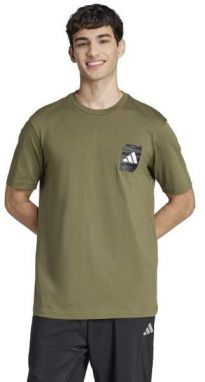 adidas CAMO LOGO TEE Chlapčenské tričko, khaki, veľkosť