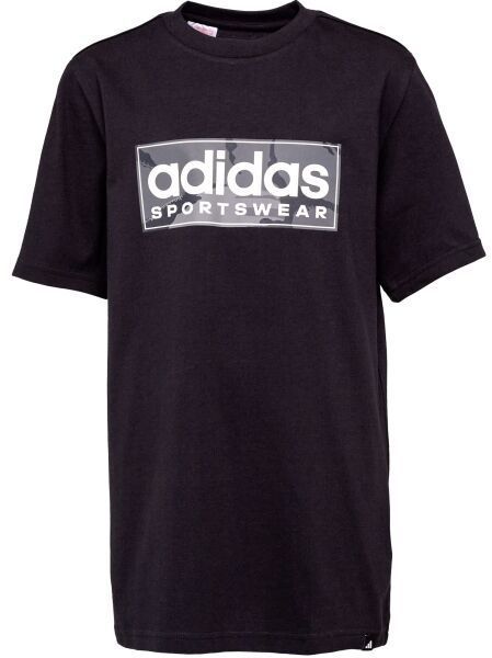 adidas CAMO LINEAR TEE Chlapčenské tričko, čierna, veľkosť