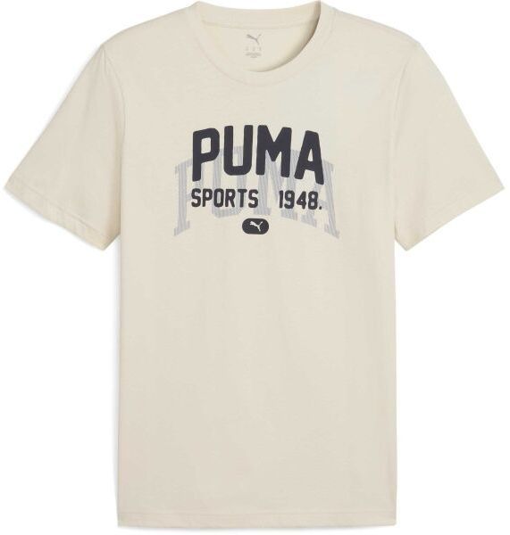 Puma GRAPHIC VARSITY TEE Pánske tričko, béžová, veľkosť