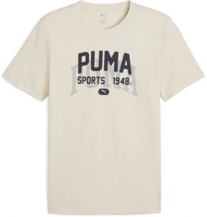 Puma GRAPHIC VARSITY TEE Pánske tričko, béžová, veľkosť