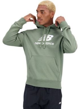 New Balance ESSENTIALS STACKED LOGO FRENCH TERRY HOODIE Pánska mikina, zelená, veľkosť