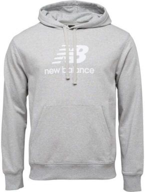 New Balance ESSENTIALS STACKED LOGO FRENCH TERRY HOODIE Pánska mikina, sivá, veľkosť