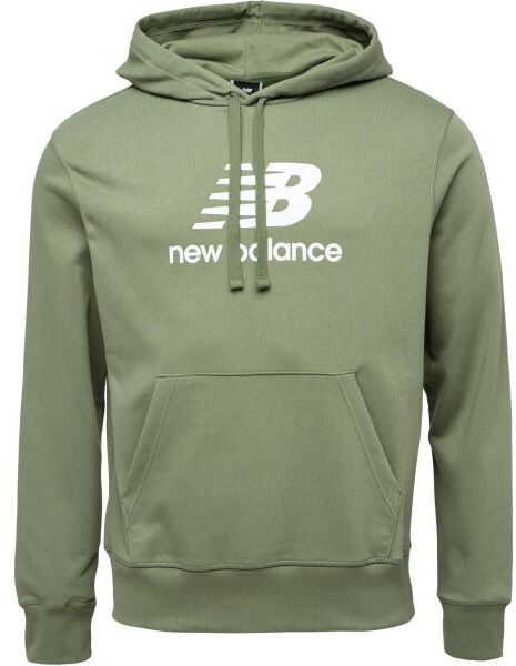 New Balance ESSENTIALS STACKED LOGO FRENCH TERRY HOODIE Pánska mikina, zelená, veľkosť