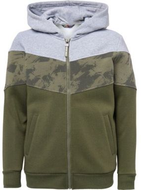Lewro BRUS Chlapčenská celorozopínacia mikina, khaki, veľkosť 140-146