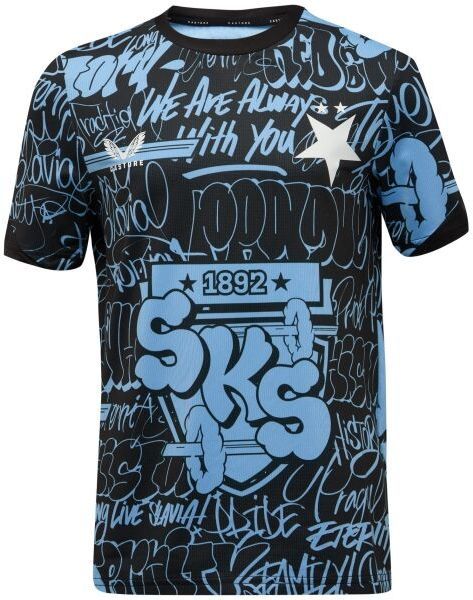 CASTORE SLAVIA PRAGUE PRE MATCH SS TEE Pánske športové tričko, čierna, veľkosť