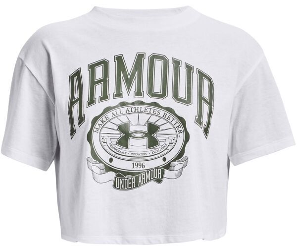 Under Armour COLLEGIATE CREST CROP Dámske tričko, biela, veľkosť L
