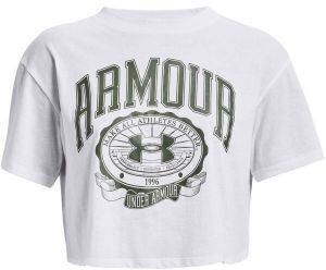 Under Armour COLLEGIATE CREST CROP Dámske tričko, biela, veľkosť L