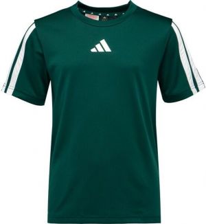 adidas TRAINING ESSENTIALS 3 STRIPES TEE Detské tričko, tmavo zelená, veľkosť